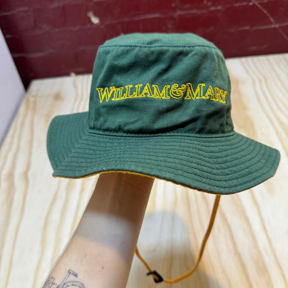 47 Brand William & Mary Tribe Bucket Hat Green Gold Adjustable Chin Strap OS